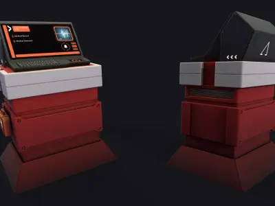 Stylized Sci-fi Medical Information Desk Low-poly 3D model