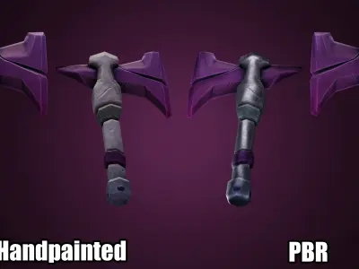 Stylized Handpainted PBR Axes Free low-poly 3D model