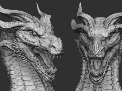 Dragon Head 02 low reolution Free 3D print model