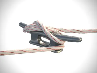 Cleat with Dock Line Low-poly 3D model