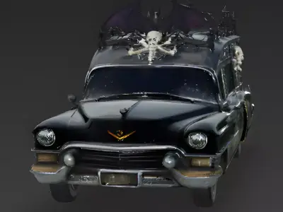Realistic Gothic Hearse Car 3D Model Low-poly 3D model