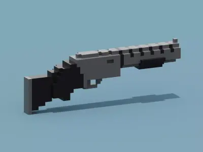 Voxel Gun Low-poly 3D model