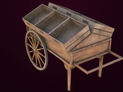  Wooden Cart 7 Dusty All PBR Unity UE Textures Included Low-poly 3D model