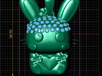 Diamond Bloom Bunny Charm 3D print model
