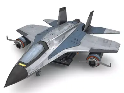 Futuristic Stealth Fighter 3D Model SciFi Jet Low-poly 3D model
