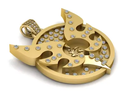 gold diamond pendant 3D print model