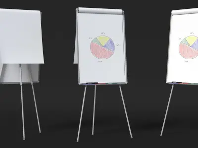 Pie Diagram on Flip Chart Board 3D model