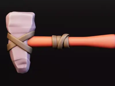 Stylized Stone Hammer Weapon Free low-poly 3D model