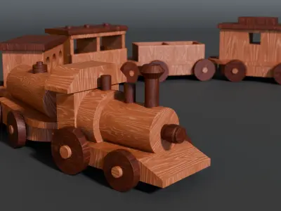 Wooden Christmas Train 3D model