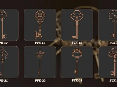 45 Vintage Key 3D Model Vol 2 3D model