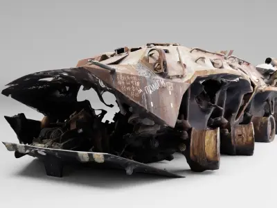 Destroyed BTR-80 wheeled amphibious armoured personnel carrier  3D model