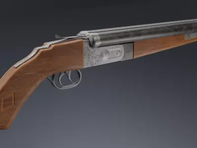 Double Barrel Shotgun Low poly Gun gameprop Low-poly 3D model
