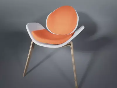 Arm chair white and orange Free 3D model