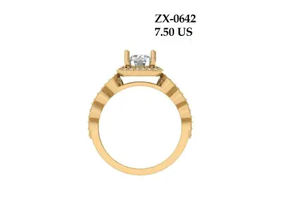 Solitaire Engagement Art Deco Ring 3D print model 87