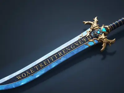 Stylized Fantasy Sword 3D Model Game Ready  Collectible  Free low-poly 3D model