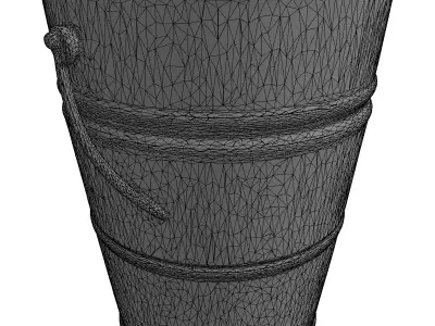 Rustic Galvanized Metal Bucket Low-poly 3D model