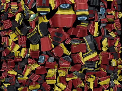 Red and Yellow Rifle 3D model
