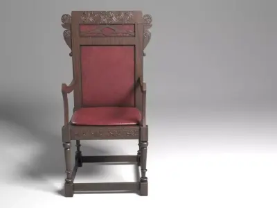 Antique Western Wooden Chair Low-poly 3D model