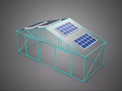 SOLAR POWERED FARM PLANT GREENHOUSE HOTHOUSE GLASSHOUSE GARDEN 3D model