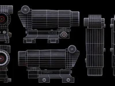 Tornado Red Dot Sight Low-poly 3D model