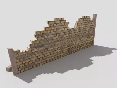 low poly broken wall Low-poly 3D model