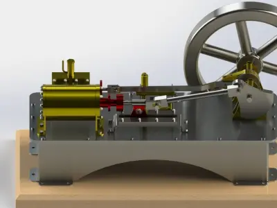 1 CYLINDER HORIZONTAL STEAM ENGINE WITH SLIDE VALVE 3D model