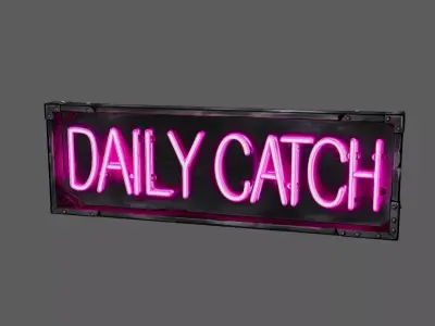Stylized Neon Signboard - Seafood Restaurant Sign - Daily Catch 3D model