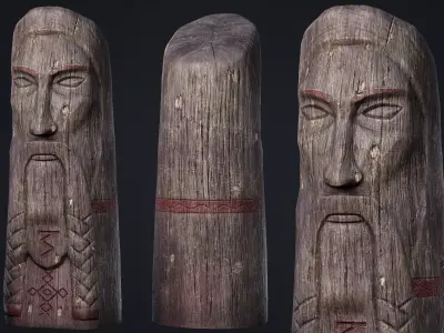 Wooden Totem 5 Low-poly 3D model