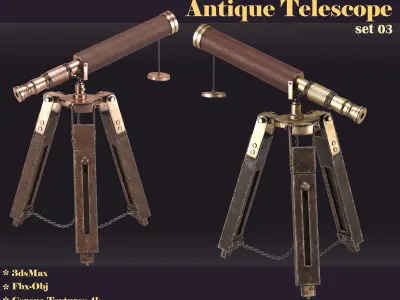 antique telescope 03 3D model