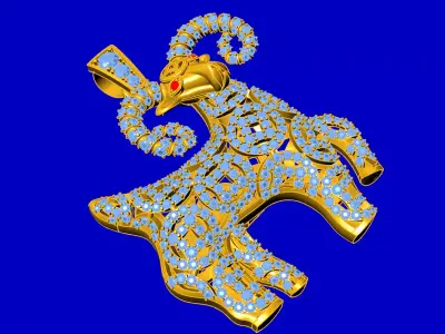 Diamond goat pendant 3D print 3D print model