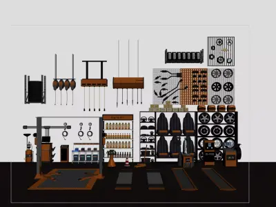 Automotive Repair Garage Equipment Collection 3D model