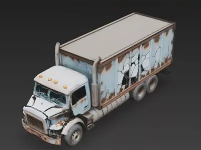 Abandoned Transport Truck Wreck Low-poly 3D model