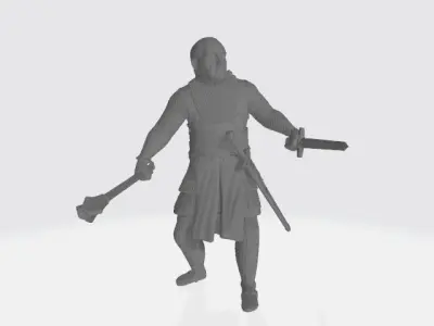 Medieval knight with mace and dagger 3D print model