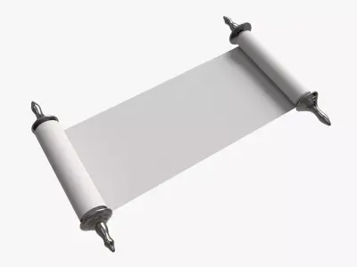 Ancient Scroll With Metal Rods clean 02 3D model