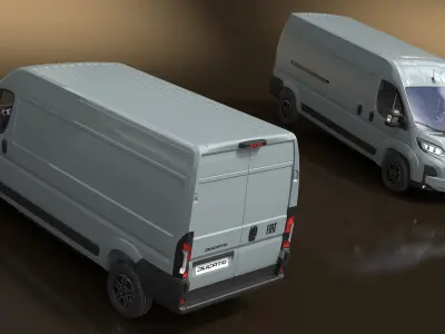 Fiat Ducato Medium Van Gray Color Simplified 3D model