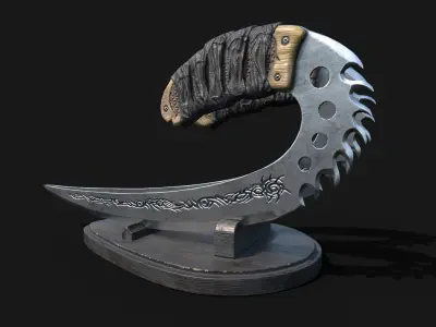 Low-Poly Daggers 3D model with Pedestal Low-poly 3D model