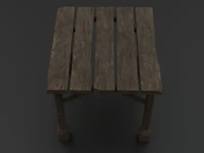 Table wooden Low-poly 3D model