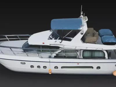 Modern Luxury Motor Yacht with Canopy Roof 3D Model 3D print model