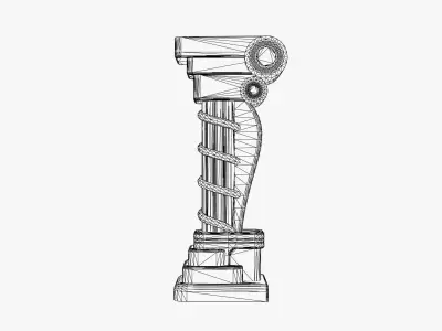 Ancient Stone Column Capital Low-poly 3D model