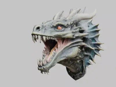 Wall Mounted Hanging Dragon Head Decoration 3D Model Low-poly 3D model