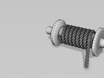 Well rope Pulley Low-poly 3D model