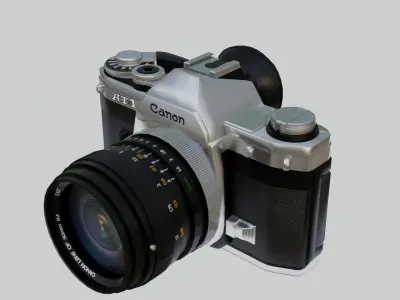 Canon AT-1 Retro Camera with Lens Low-poly 3D model