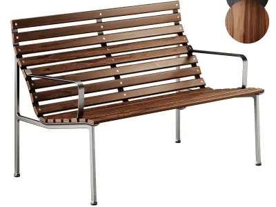 Traverse Garden Bench with armrests with back by Hay 3D model purchase