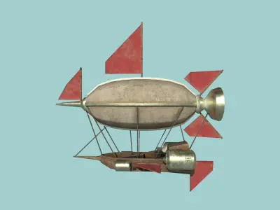 Steampunk Airship - Low Poly Aircraft 01 - Flying Ship Low-poly 3D model
