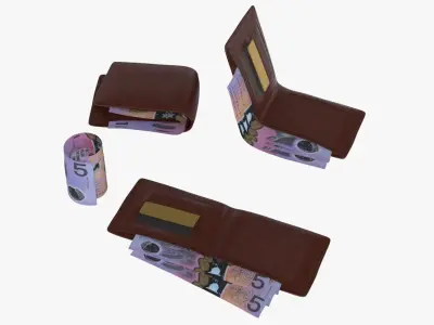 Australia 5 Dollar Wallet Money Purse 3D model