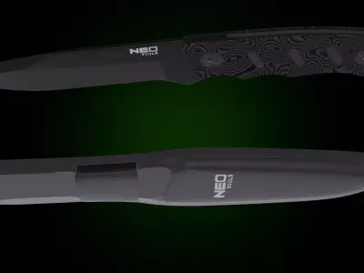 tactical knife in dark wood and titanium Low poly game ready Low-poly 3D model