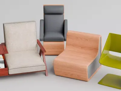 Modern Designer Chairs Collection Free low-poly 3D model