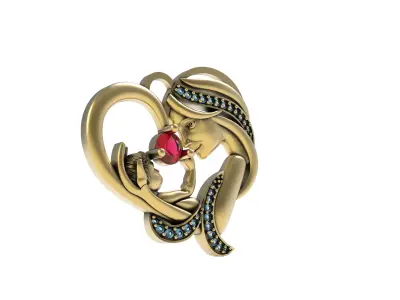 Mother and Daughter Pendant 3D print model