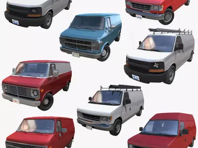 Industrial vans collection 3D Model Pack