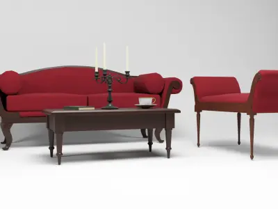 British antique furniture Low-poly 3D model